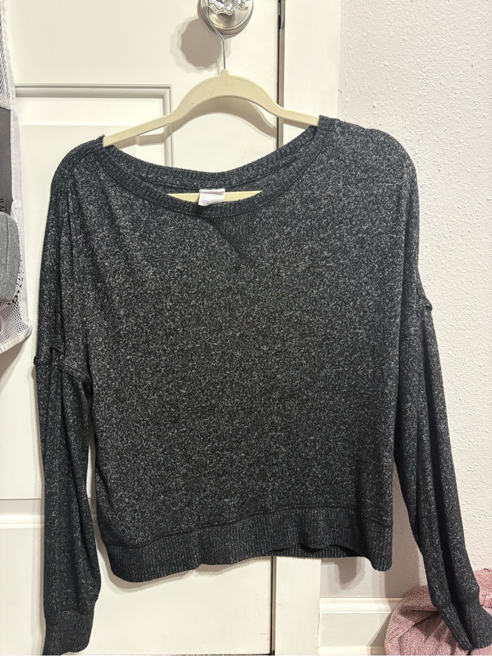 stars above Dark Heather Grey Knit Crewneck Sweater